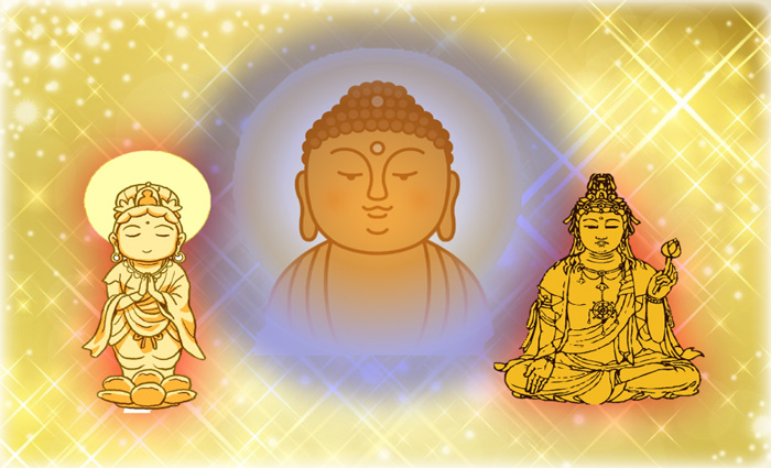 Clip art of Amitabha and Bodhisattvas