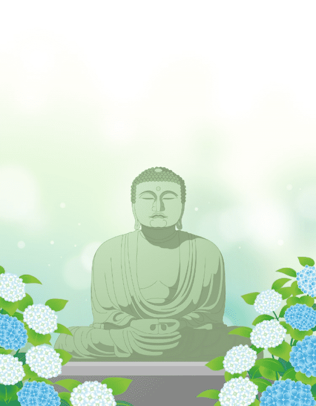 Buddha sitting in the shining Pure Land