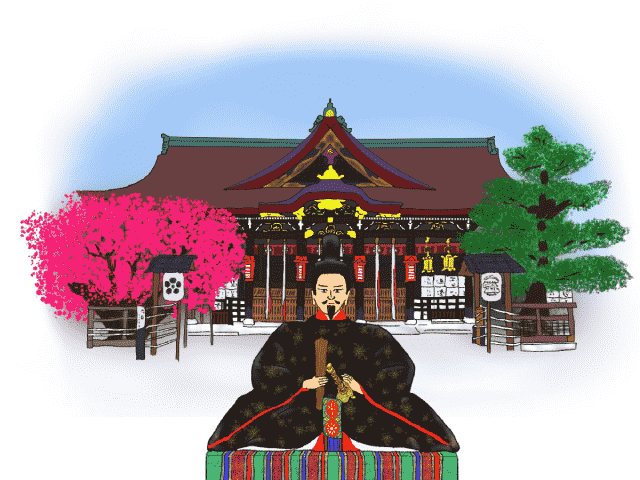 Michizane enshrined at Kitano Tenmangu Shrine as the god of learning