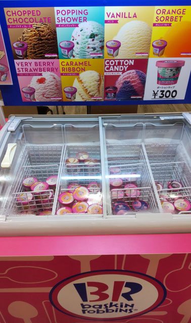 Ice cream product shelves
