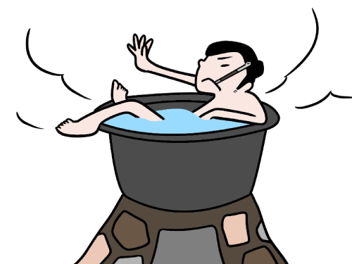 Ishikawa Goemon spends his time leisurely in the Goemon Bath.