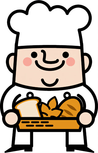 パン職人がパンを持っているイラスト